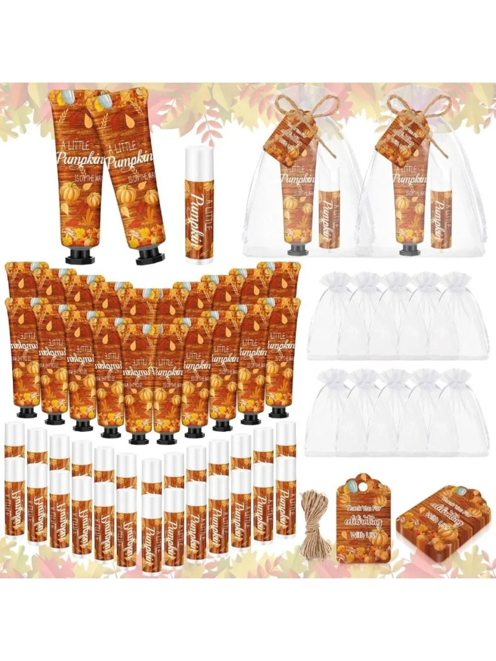 48-Piece Fall Pumpkin Baby Shower Favors | Bulk Thank You Gifts for Guests